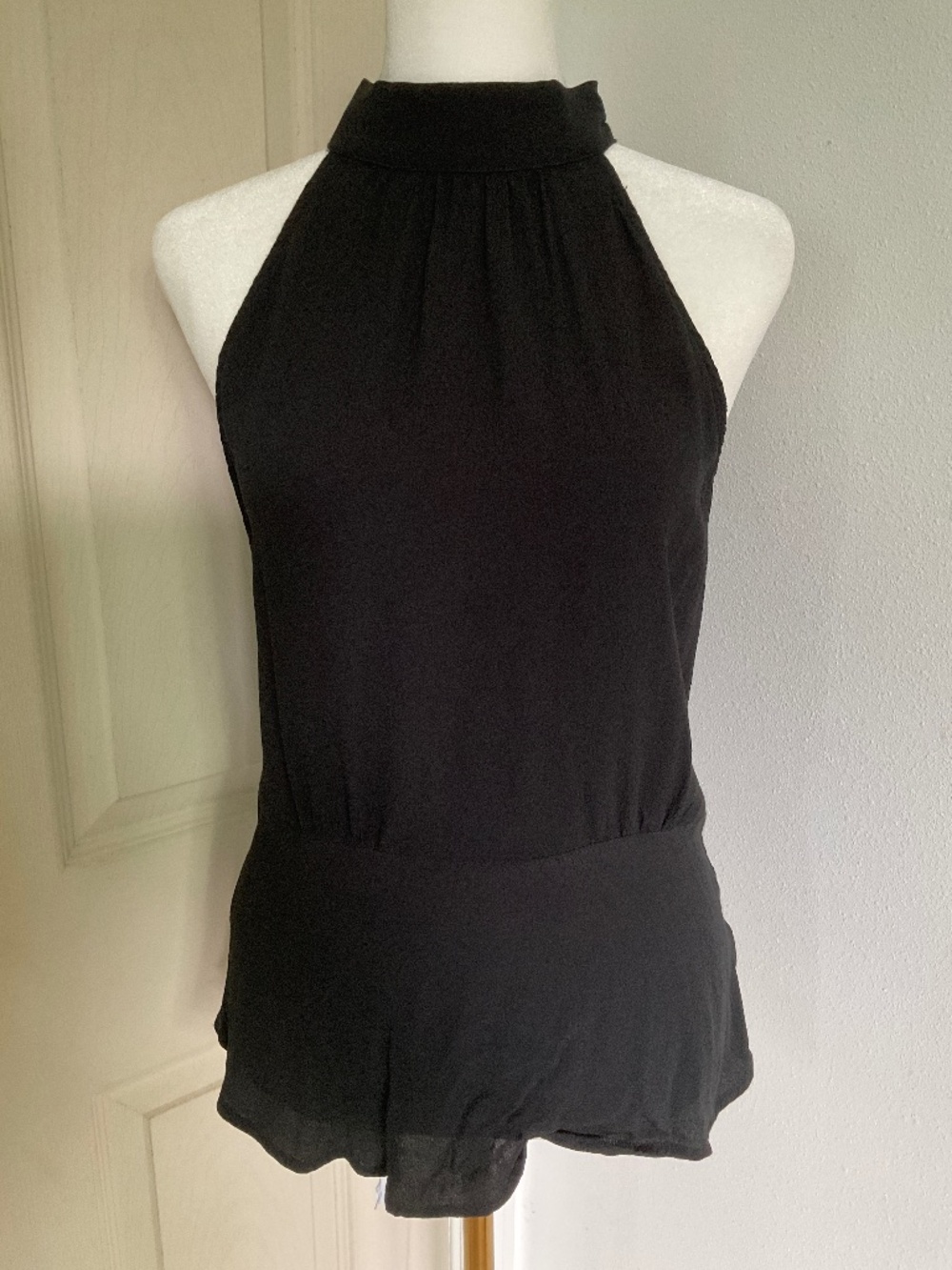 Black tie neck halter top